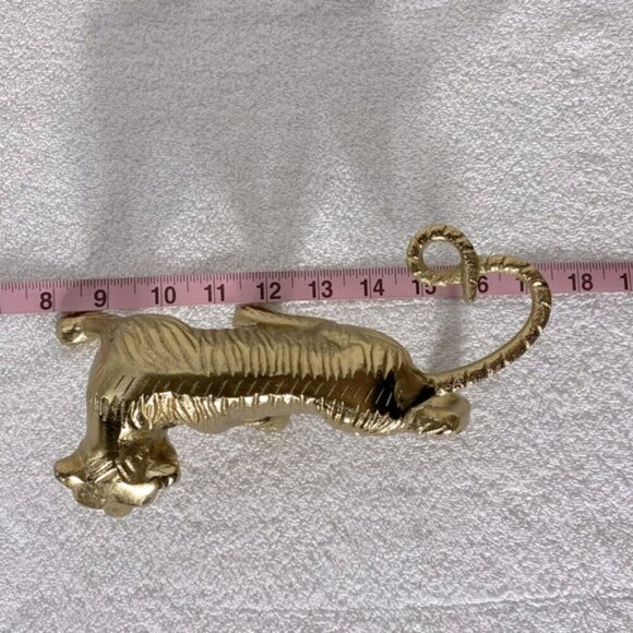 Vintage Gold Tone Jaguar Tiger Statue Figure Sculpture Cat Kitty Decor Art - Picture 2 of 14